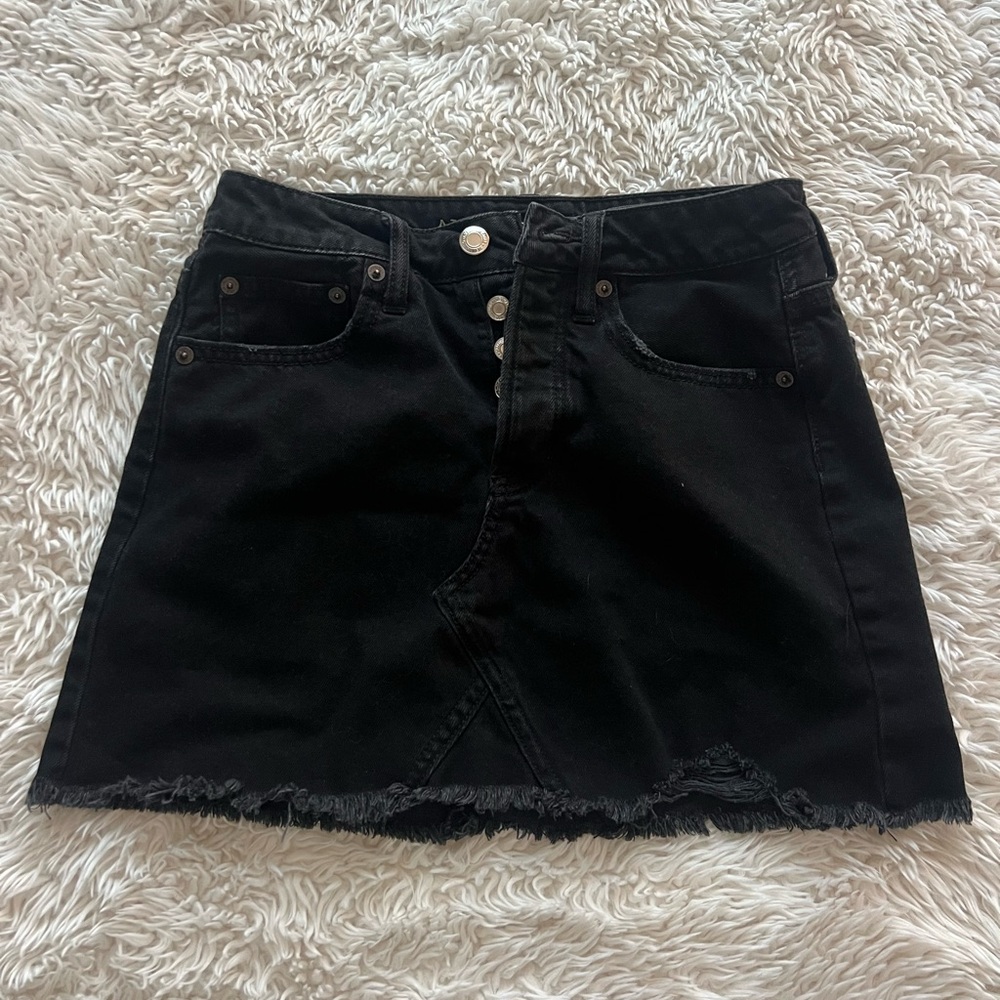 American Eagle Black Denim Skirt - Picture 1 of 8